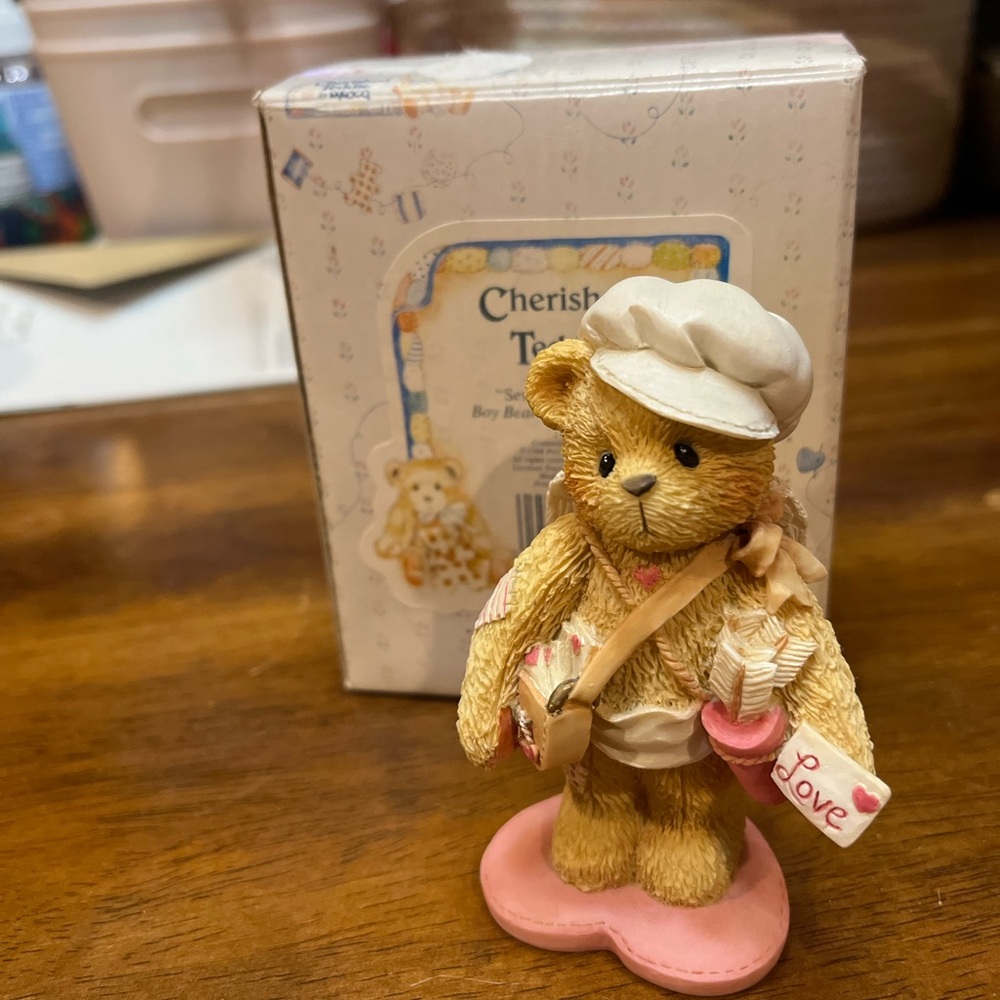Cherished Teddies Figurine with Cream and Pink Accents